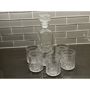 7pc Vintage Luminarc Barcelona Whiskey Decanter & Lowball Set